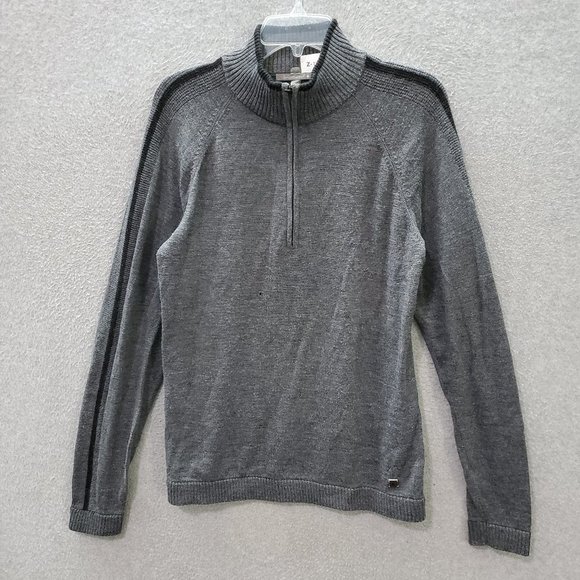Smartwool Men Sweater Medium Gray‎ Merino Wool Blend 1/4 Zip Fitted Mock Neck - Picture 1 of 6